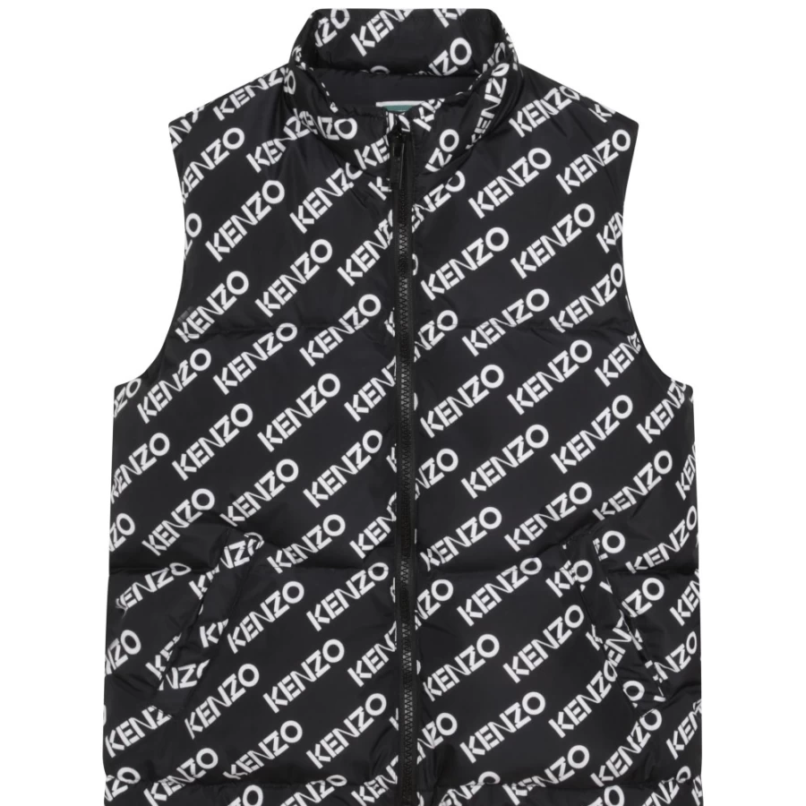KENZO KIDS Girls Black Sleeveless Printed Puffer Jacket
