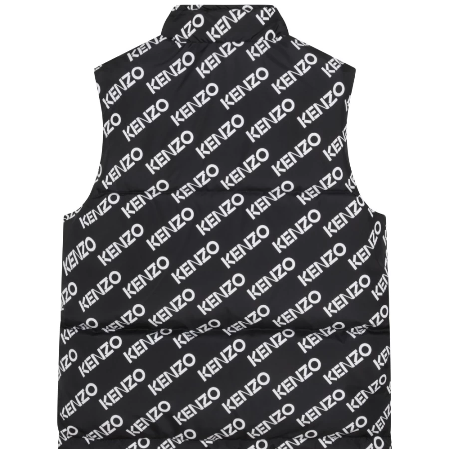 KENZO KIDS Girls Black Sleeveless Printed Puffer Jacket