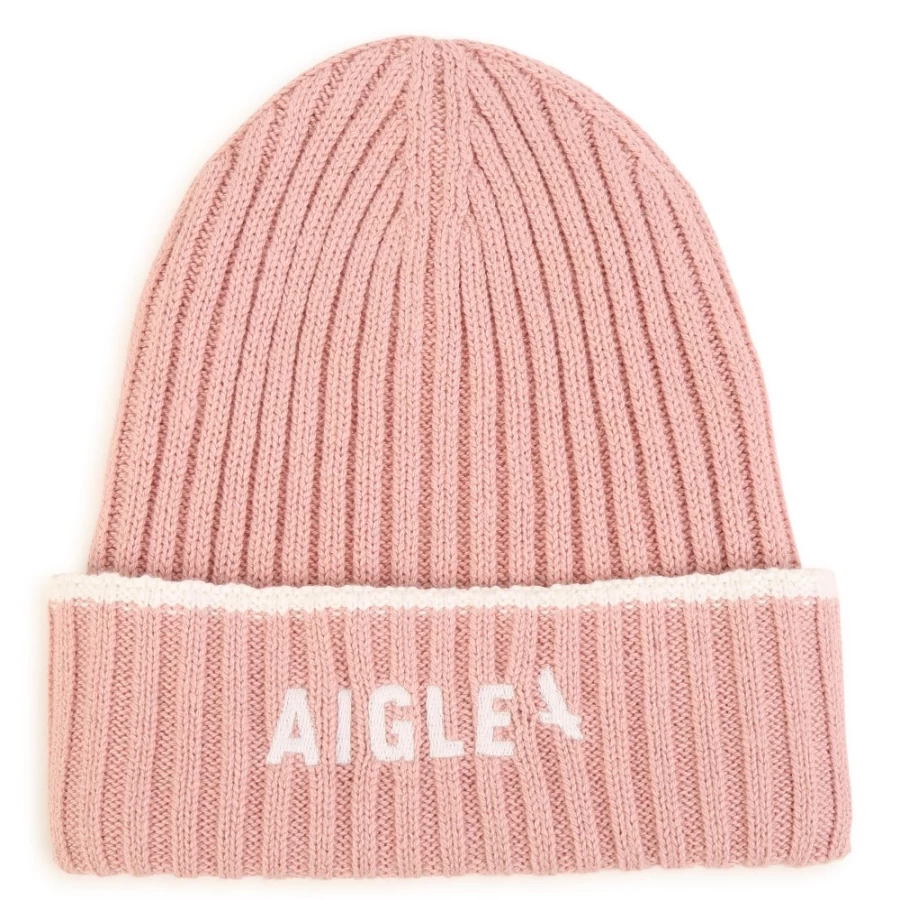 AIGLE Navy Knitted Hat for Girls - Warm Unisex Winter Beanie