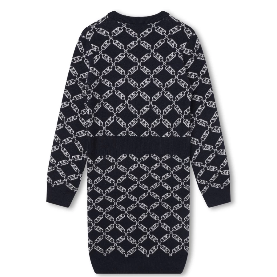 MICHAEL KORS Navy Jacquard Jumper Dress for Girls - Two-Tone Knit Style