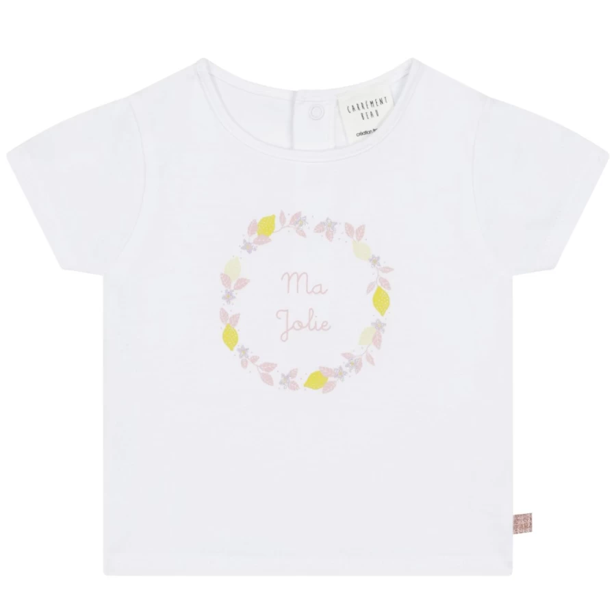 CARREMENT BEAU Girls' White Lemon Print T-Shirt