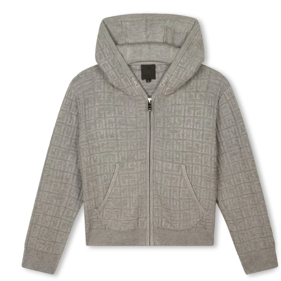 Givenchy Marshmallow Hooded Knit Sweatshirt for Girls - Soft Cotton Blend Pullover