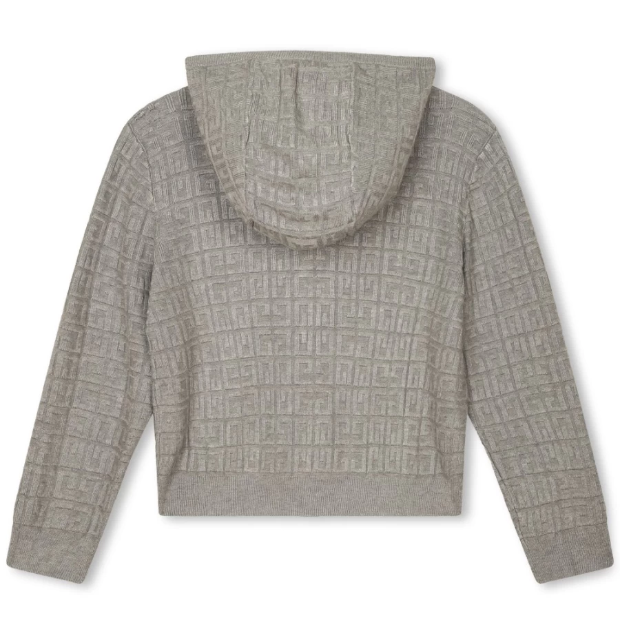 Givenchy Marshmallow Hooded Knit Sweatshirt for Girls - Soft Cotton Blend Pullover