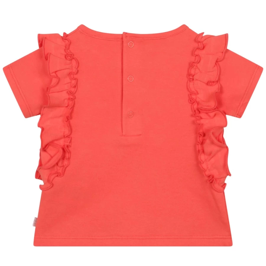 CARREMENT BEAU Peach Frilled T-Shirt for Girls