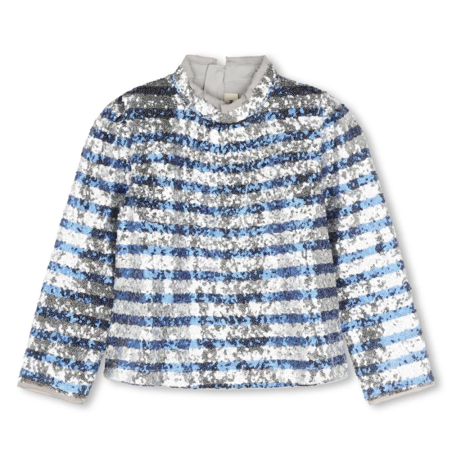 ZADIG & VOLTAIRE Light Grey Sequinned Party Blouse for Girls