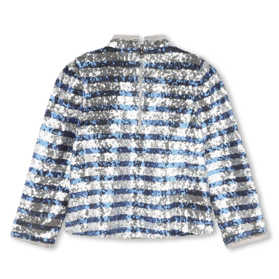 ZADIG & VOLTAIRE Light Grey Sequinned Party Blouse for Girls