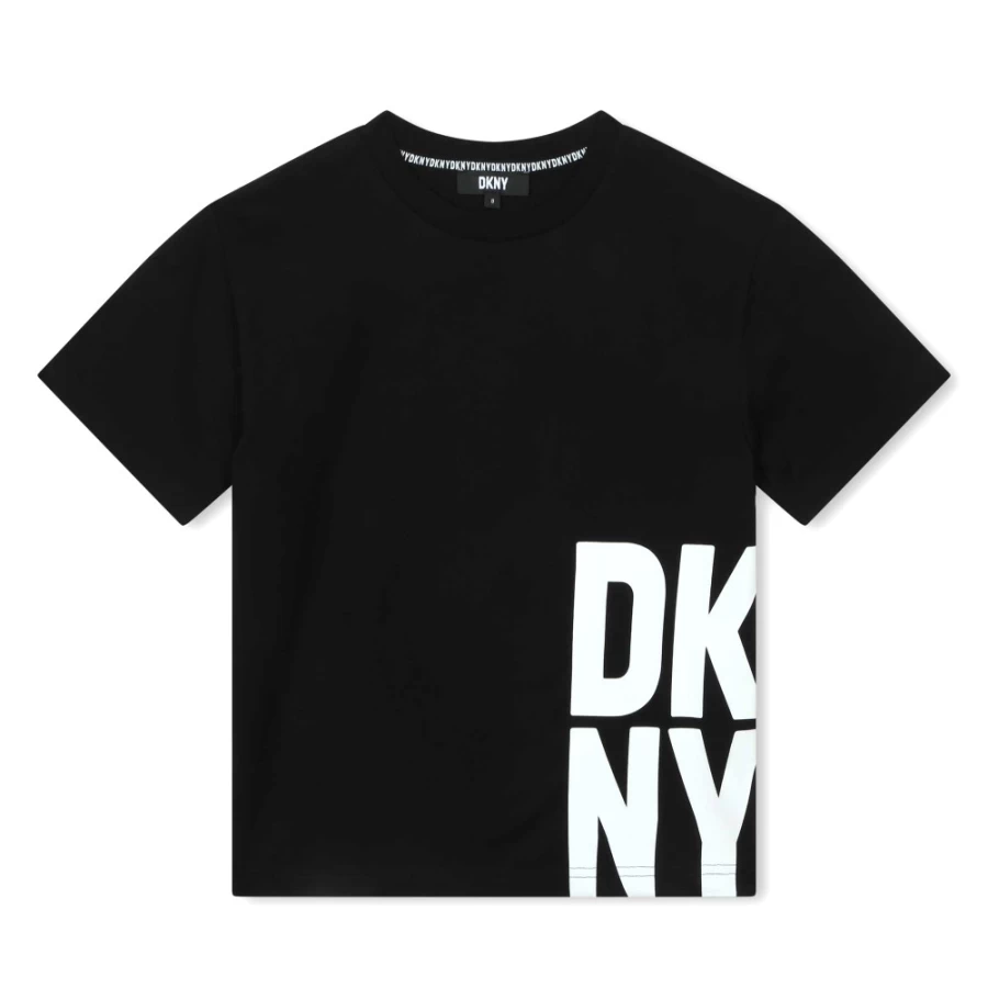 DKNY Girls' Black Short-Sleeved T-Shirt for Casual Wear