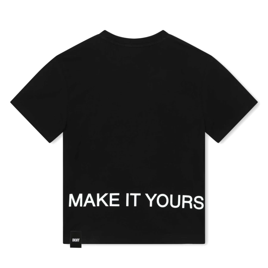 DKNY Girls' Black Short-Sleeved T-Shirt for Casual Wear