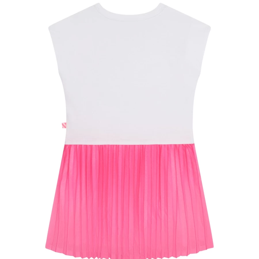 BILLIEBLUSH White Bi-Material Pleated Dress for Girls