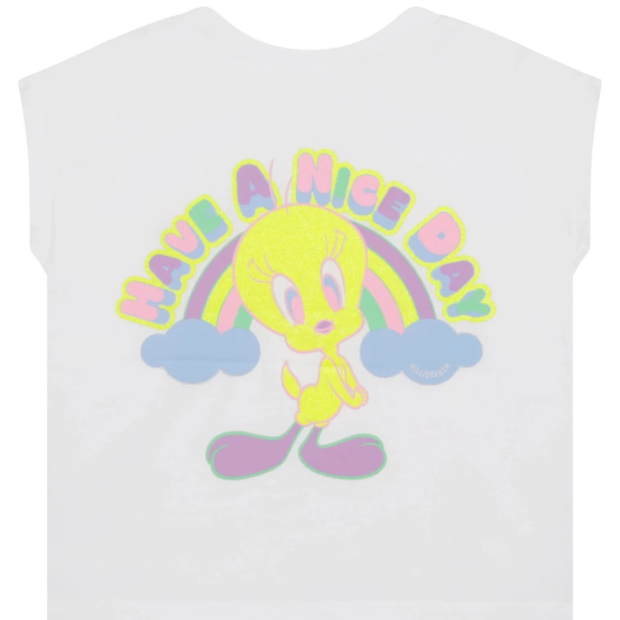 BILLIEBLUSH Girls' White Short-Sleeved T-Shirt for Kids