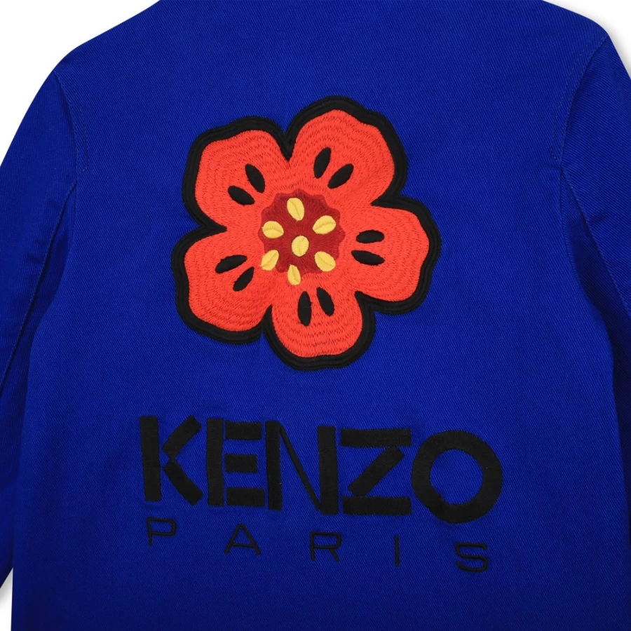 KENZO KIDS Girls Blue Cotton Press-Stud Jacket - Stylish Snap Button Coat for Girls