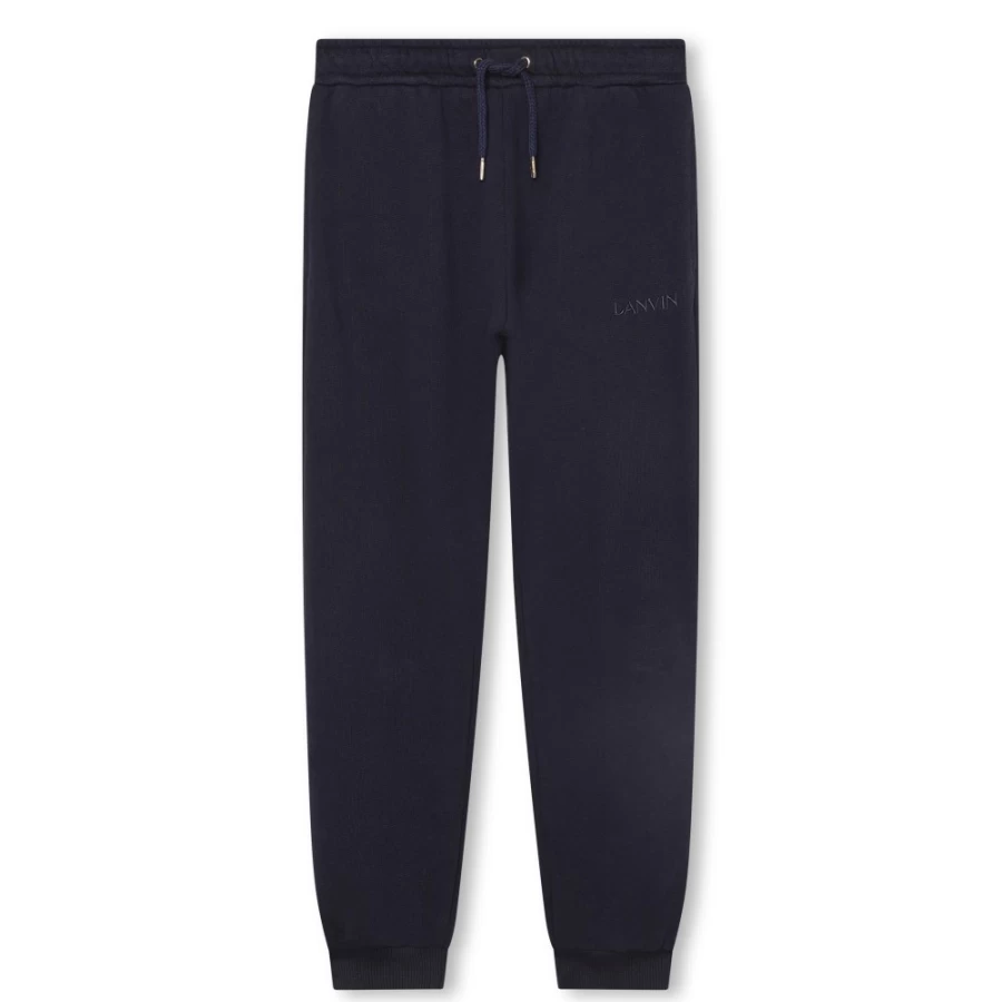 LANVIN Girls' Navy Fleece Jogging Pants for Comfort & Style