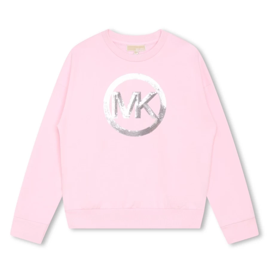 MICHAEL KORS Girls Cotton Fleece Sweatshirt in Pink Washed Pink | Soft Comfort Pullover
