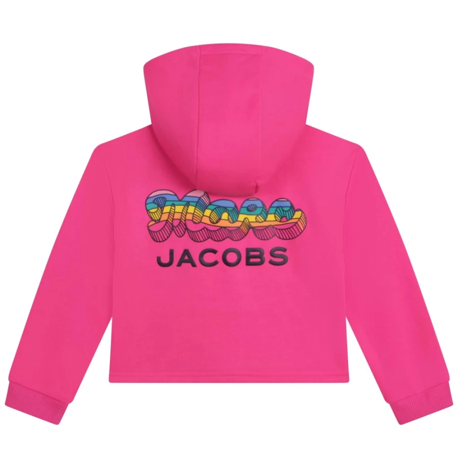 MARC JACOBS Girls Fuschia Hooded Fleece Sweatshirt - Soft Pullover for Kids
