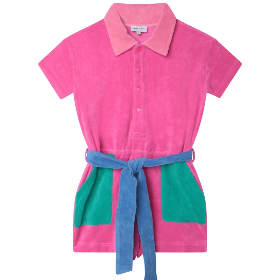 MARC JACOBS Girls Fuschia Cotton Terry Cloth Playsuit - Soft & Comfortable Romper for Toddlers