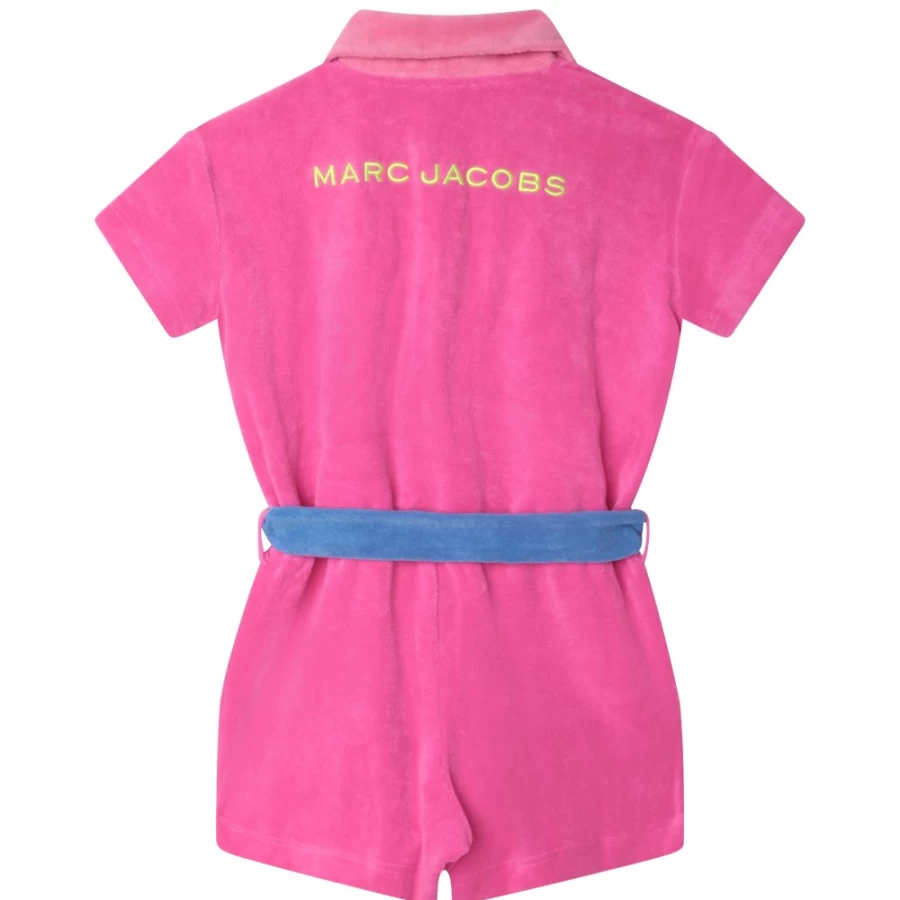MARC JACOBS Girls Fuschia Cotton Terry Cloth Playsuit - Soft & Comfortable Romper for Toddlers