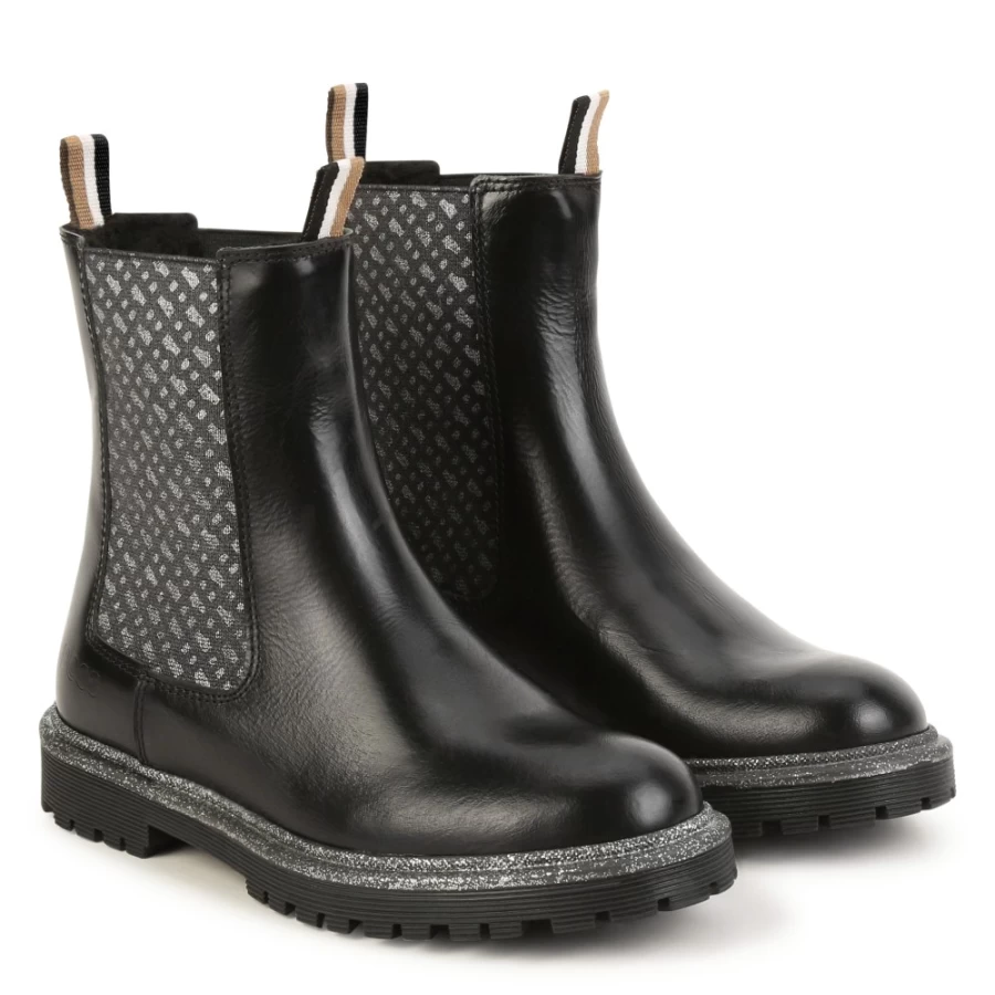 BOSS Black Leather Ankle Boots for Girls - Stylish & Comfortable Footwear