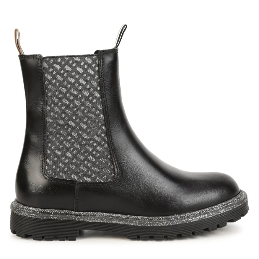 BOSS Black Leather Ankle Boots for Girls - Stylish & Comfortable Footwear