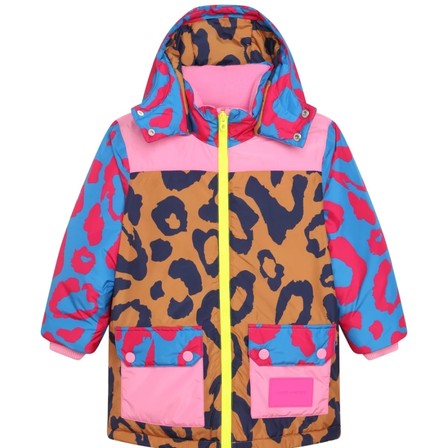 MARC JACOBS Girls Multicoloured Hooded Ski Coat Winter Jacket for Kids