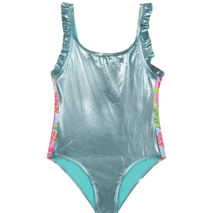 BILLIEBLUSH Sea-Green Iridescent Bathing Suit for Girls - Shimmering One-Piece Swimsuit
