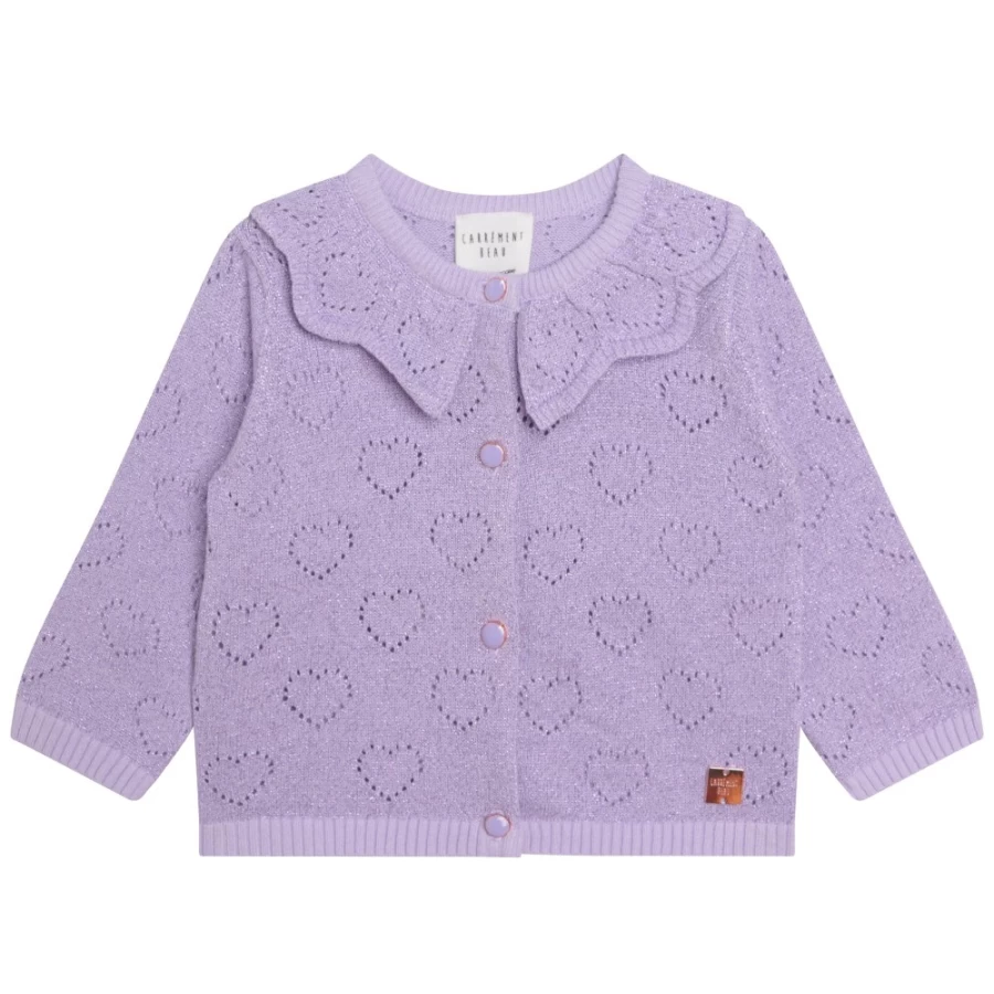 CARREMENT BEAU Lilac Knitted Heart Cardigan for Girls