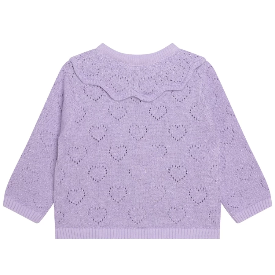 CARREMENT BEAU Lilac Knitted Heart Cardigan for Girls
