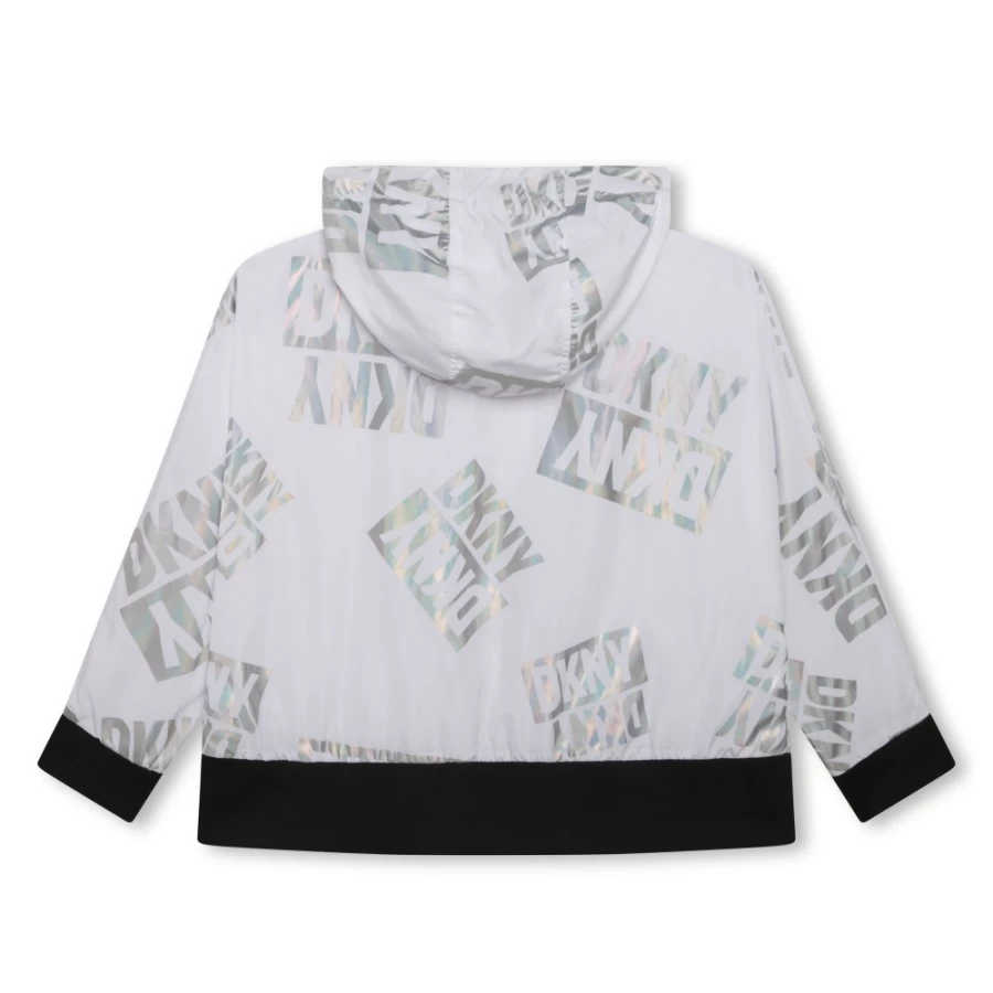 DKNY Girls' White Water-Repellent Windbreaker Jacket