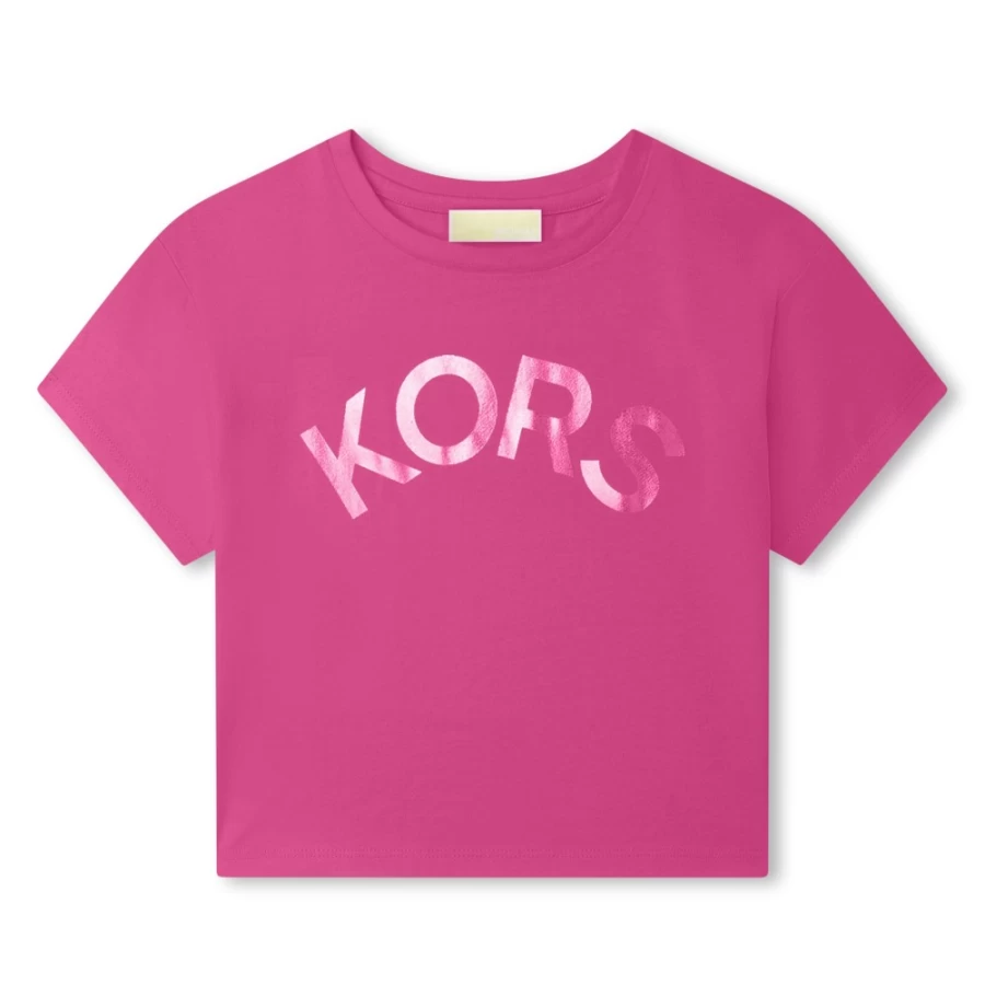 MICHAEL KORS Girls' Cotton Short-Sleeve T-Shirt in Fuxia Pink