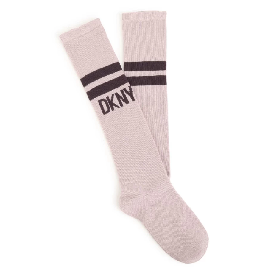 DKNY Black Long Socks for Girls with Logo - Stylish & Comfortable