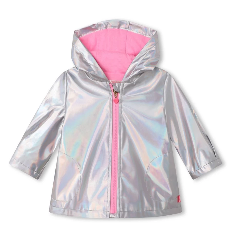 BILLIEBLUSH Light Grey Waxed Canvas Hooded Oilskin Jacket for Girls