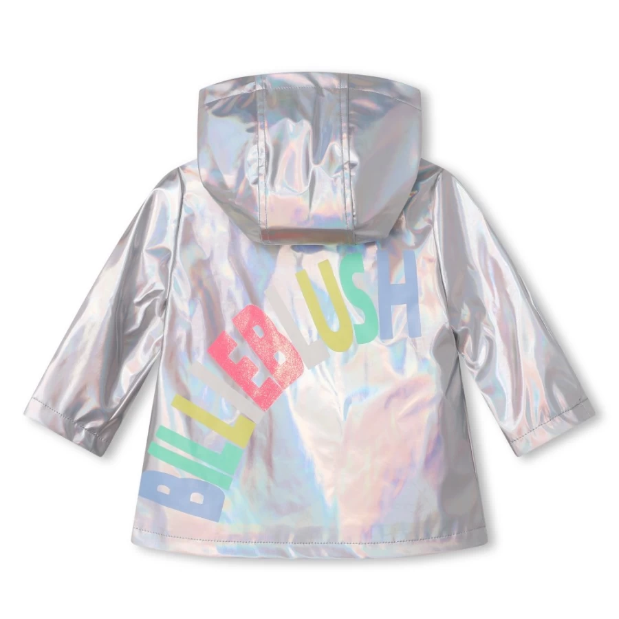 BILLIEBLUSH Light Grey Waxed Canvas Hooded Oilskin Jacket for Girls