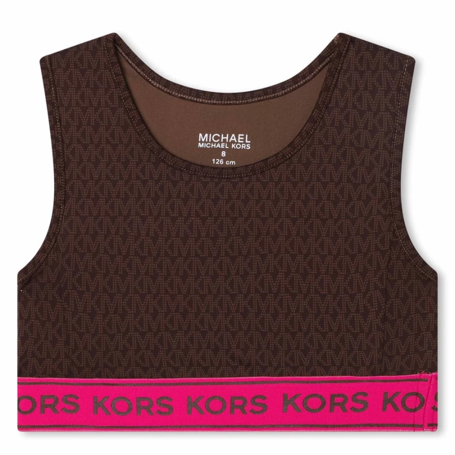 MICHAEL KORS Girls Chocolate Brown Sports Bra for Active Wear