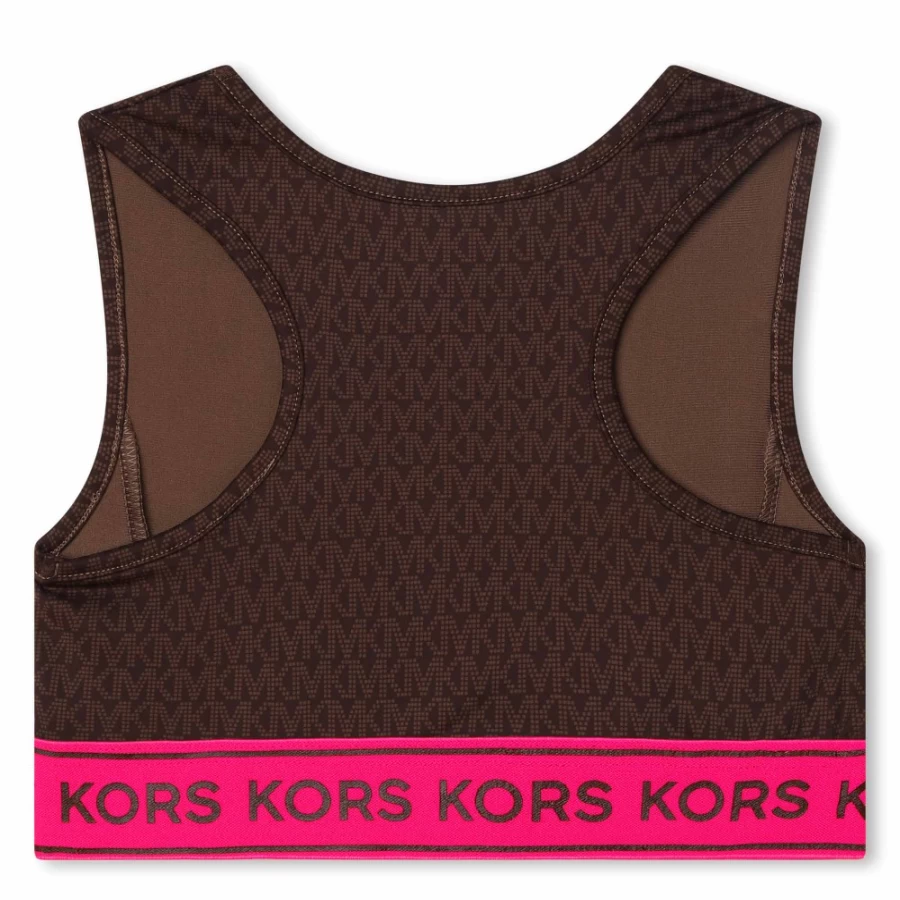 MICHAEL KORS Girls Chocolate Brown Sports Bra for Active Wear