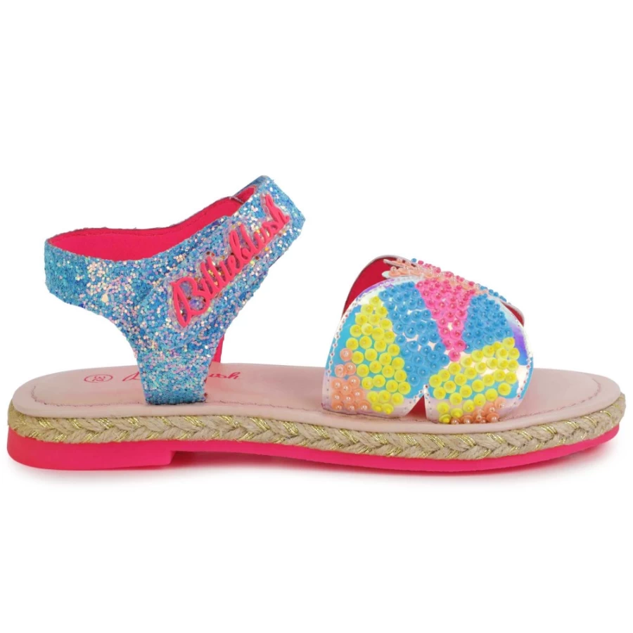 BILLIEBLUSH Pale Blue Beaded Hook-And-Loop Sandals for Girls