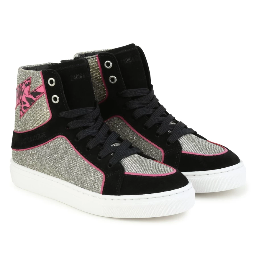 ZADIG & VOLTAIRE Black Zip-Up High-Top Sneakers for Girls