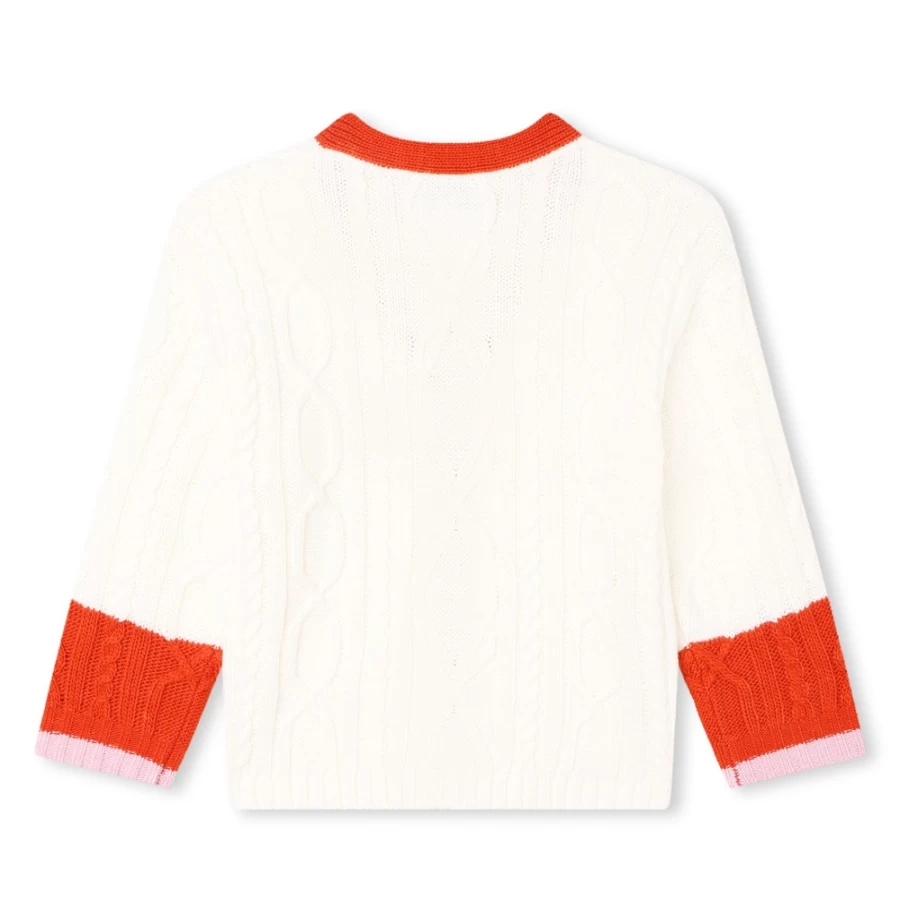KENZO KIDS Ivory Cable-Knit Cardigan for Girls - Soft Tricot Sweater