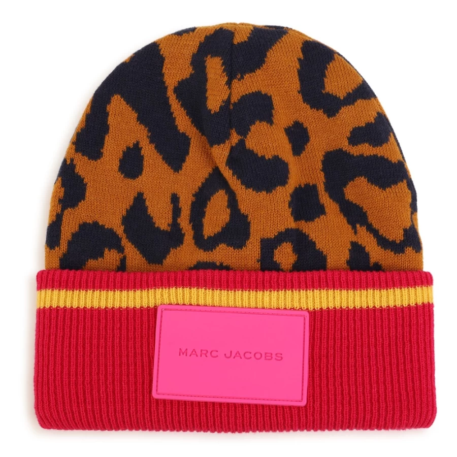 MARC JACOBS Knitted Leopard Print Hat for Girls - Stylish Winter Beanie