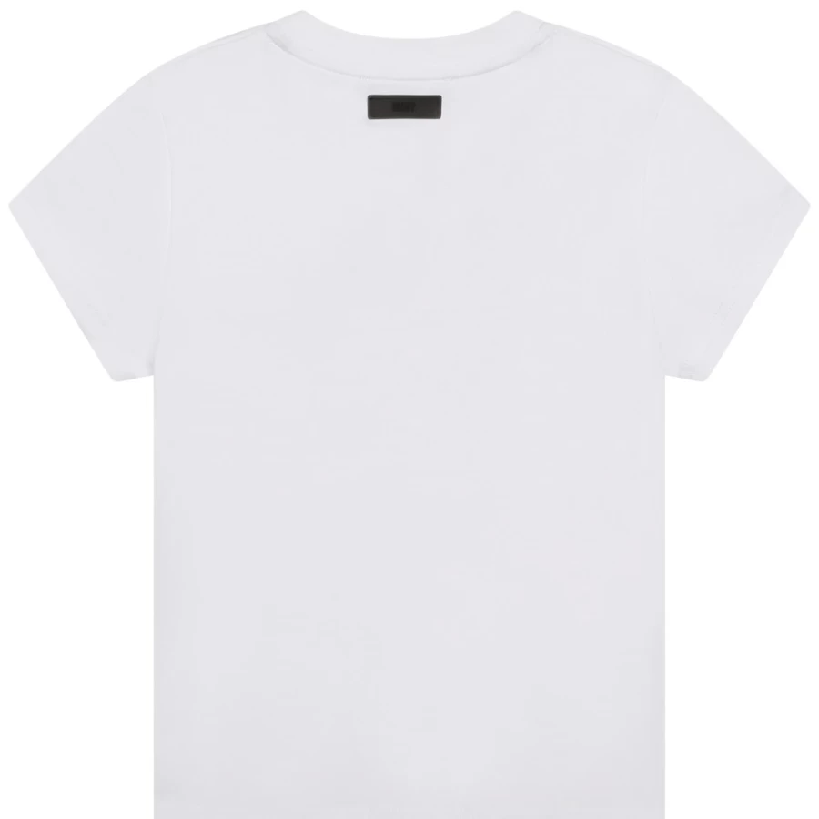 DKNY Girls' White Short-Sleeved Cotton T-Shirt for Casual Wear
