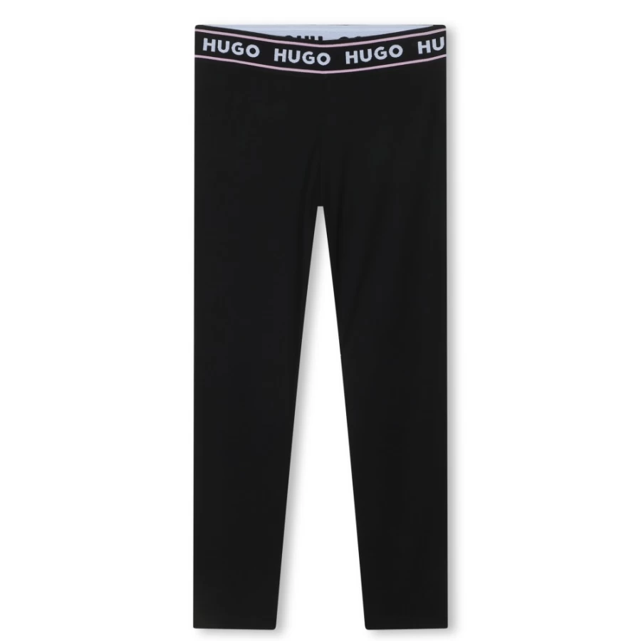 HUGO Black Sports Leggings for Girls - Logo Design Athletic Wear