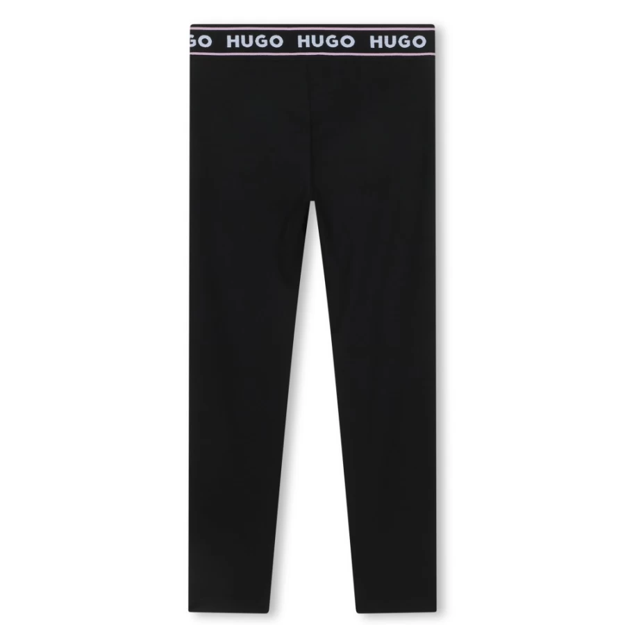 HUGO Black Sports Leggings for Girls - Logo Design Athletic Wear