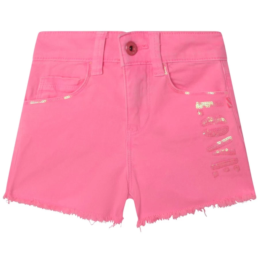 BILLIEBLUSH Girls' Pink 5-Pocket Cotton Shorts for Comfort & Style