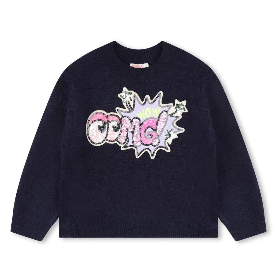 BILLIEBLUSH Navy Knitted Jumper for Girls - Soft Comfortable Sweater