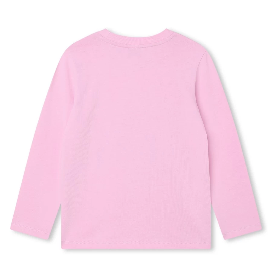 KENZO KIDS Girls Washed Pink Long-Sleeved T-Shirt Casual Comfortable Cotton Top