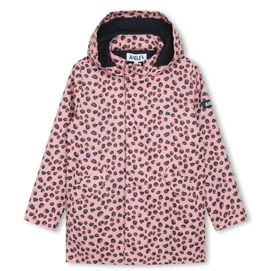 AIGLE Girls' Printed Waterproof Hooded Jacket