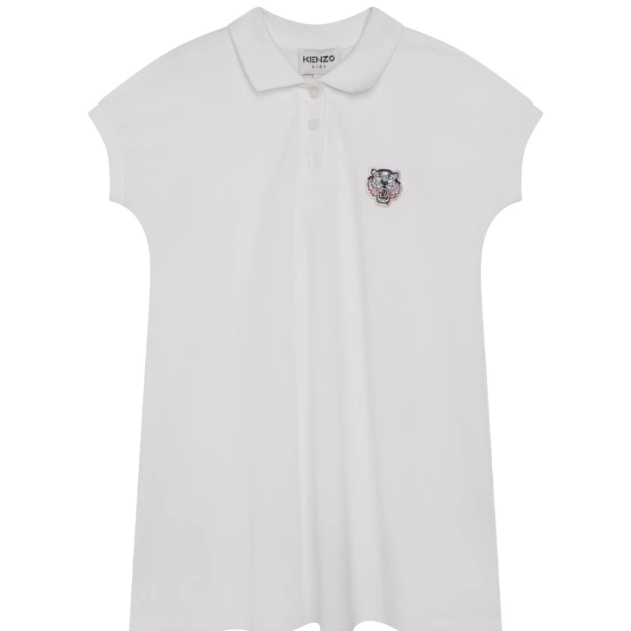 KENZO KIDS Girl's White Polo Dress With Embroidered Patch