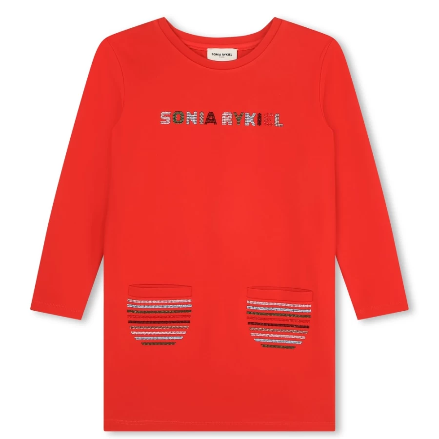 SONIA RYKIEL Red Diamante Dress for Girls - Sparkling Novelty Party Gown