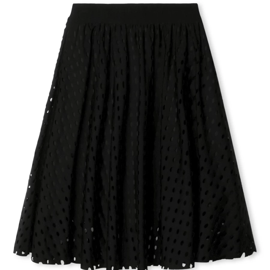 DKNY Black Cut-Out Detail Zip-Up Skirt for Girls