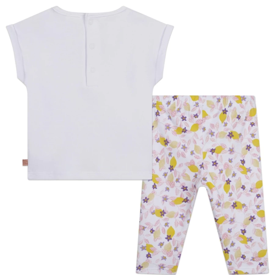 CARREMENT BEAU Girls' White Cotton T-Shirt and Leggings Set