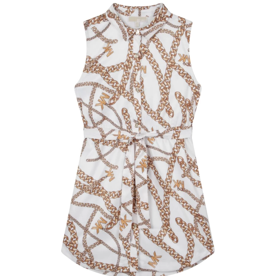 MICHAEL KORS Girls' White & Yellow Printed Shirt Dress
