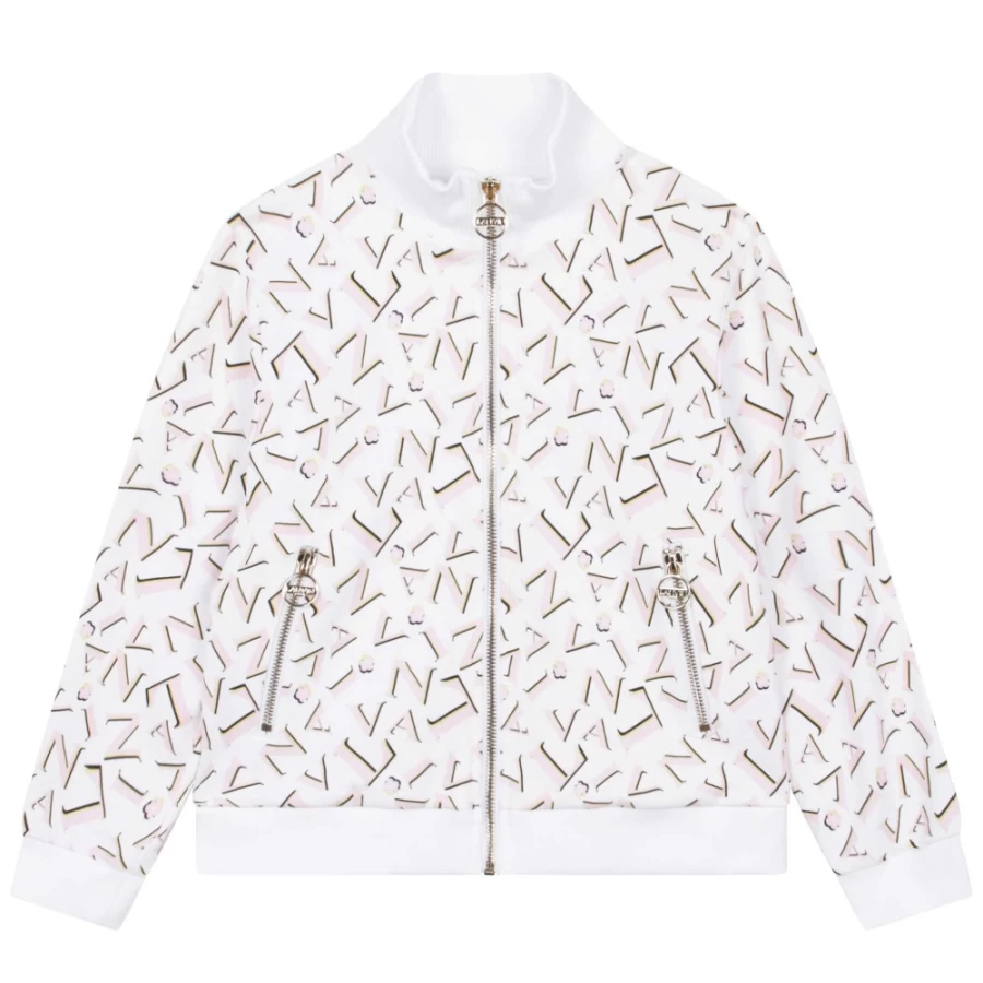 LANVIN Girls' Cotton Fleece Zip-Up Cardigan in Unique Color